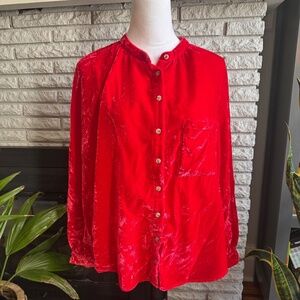 Pilcro red velvet shirt size L